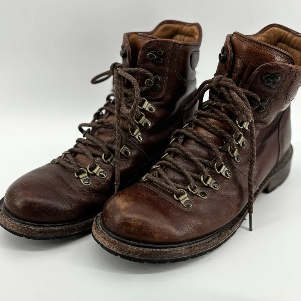 Vintage Frye Men's Brown Cognac Leather Lace-Up Boots 9.5D HikeWork Gorpcore